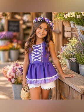 Only Little Once Peplum Size 8/10 Disneys Rapunzel Girls Dress-up